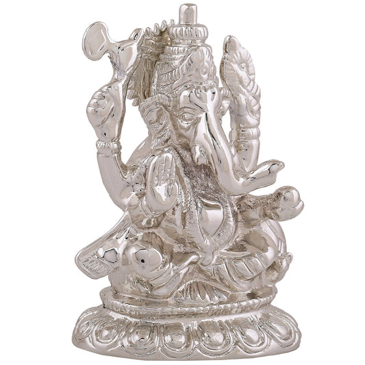 Estele Rhodium Plated Spiritual Lord Ganesha Idol for Gifts & HouseWarming/Home/Office Decors - Swadesiicart