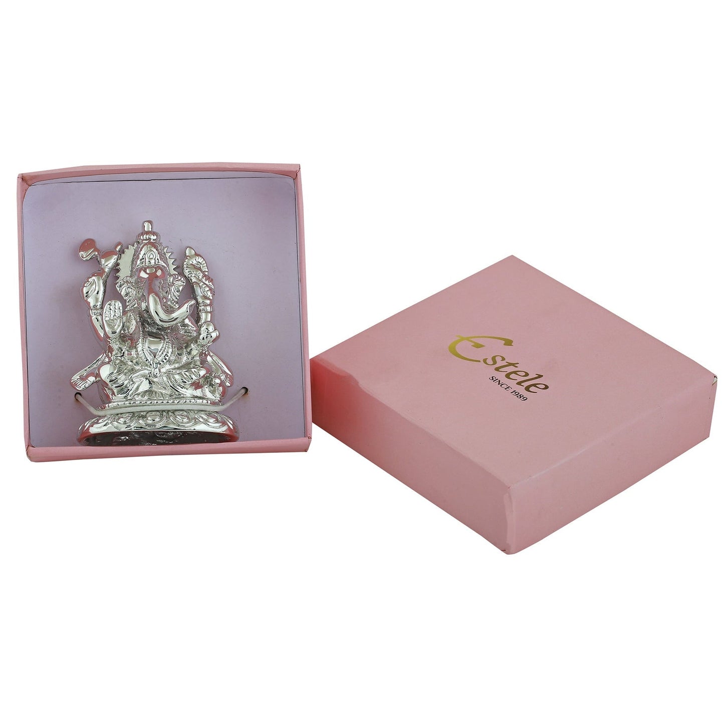 Estele Rhodium Plated Spiritual Lord Ganesha Idol for Gifts & HouseWarming/Home/Office Decors - Swadesiicart
