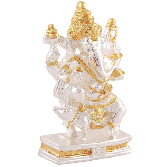 Estele Gold-Polished Spiritual Mooshak Lord Ganesha Idol for Gifts & HouseWarming/Home/Office Decors - Swadesiicart