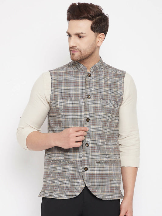 Even Apparels Multi Merino Men's Nehru Jacket-Contrast Lining-Free Pocket Square | Swadesiicart