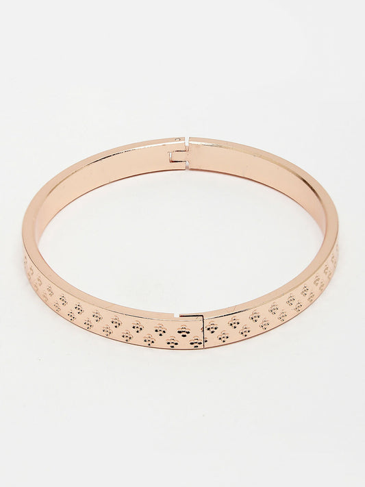 NVR Men's Rose Gold Stainless Steel Kada Bracelet