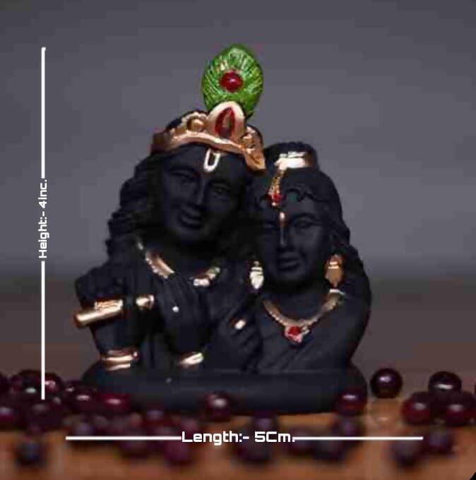 India Ka Bazar Lord Radha Krishna Idol - Gold & Black - Swadesiicart