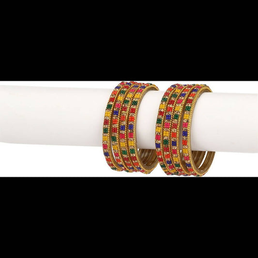 Afast Bridal Wedding & Party Fashionable Colorful Glass Bangle/Kada Set, Pack Of 8 - Multicolor - Afast Enterprises
