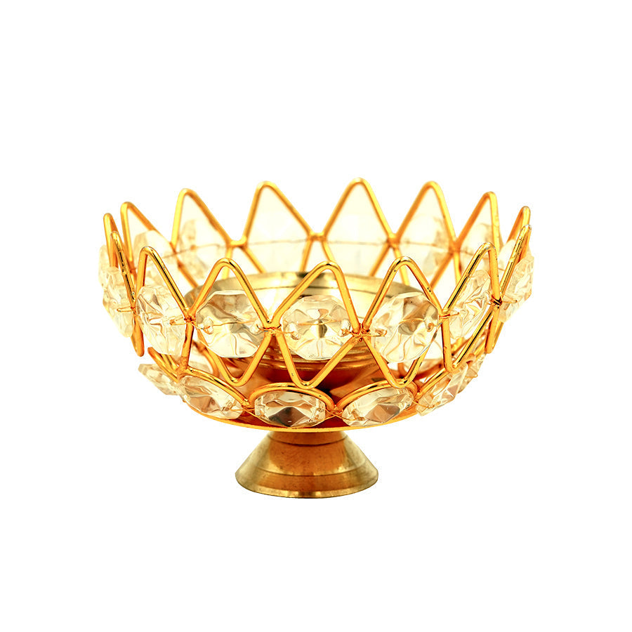 Shubhkart Nitya Brass Akhand Brahmand Crystal Diya | Swadesiicart