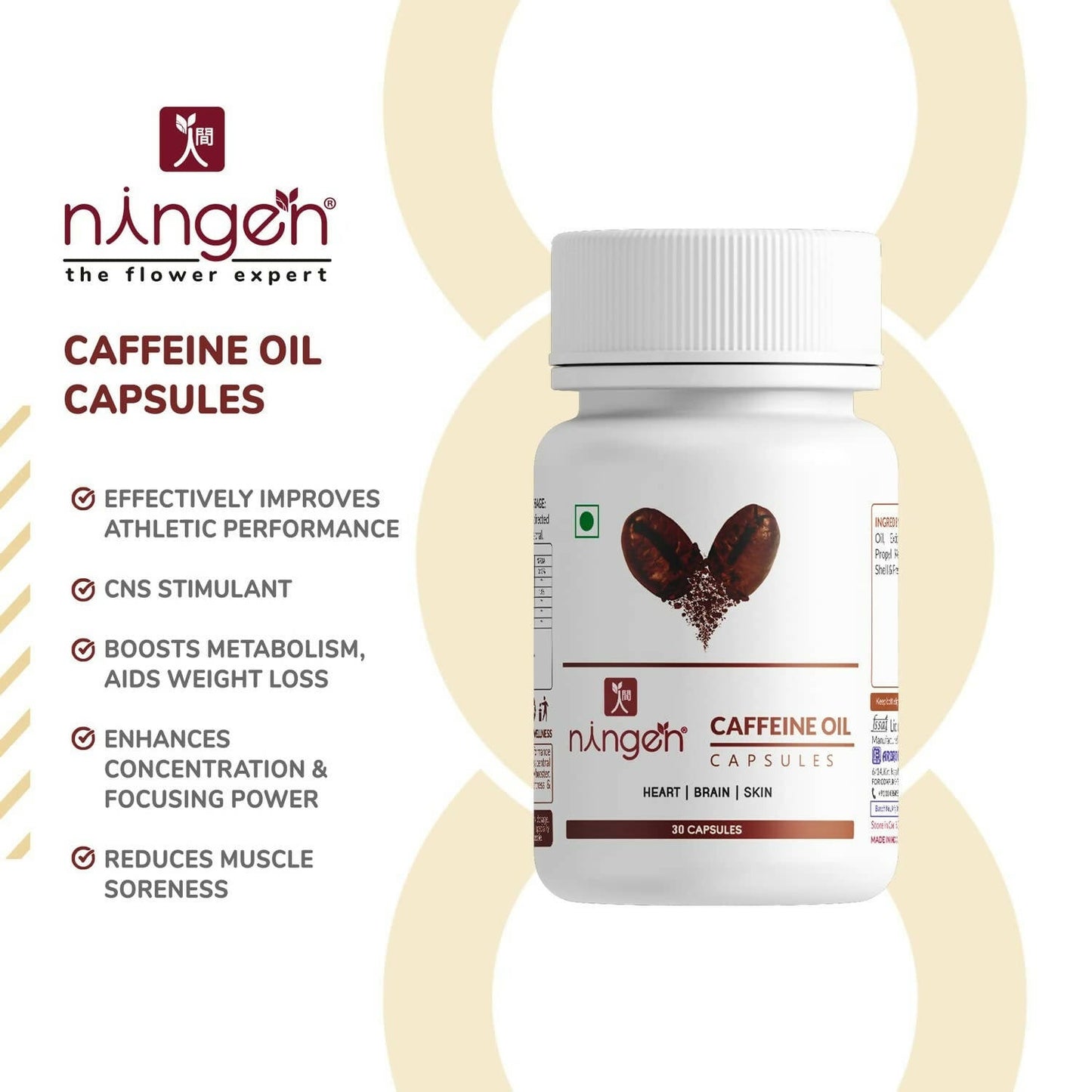 Ningen Caffeine Oil Capsules - Swadesiicart
