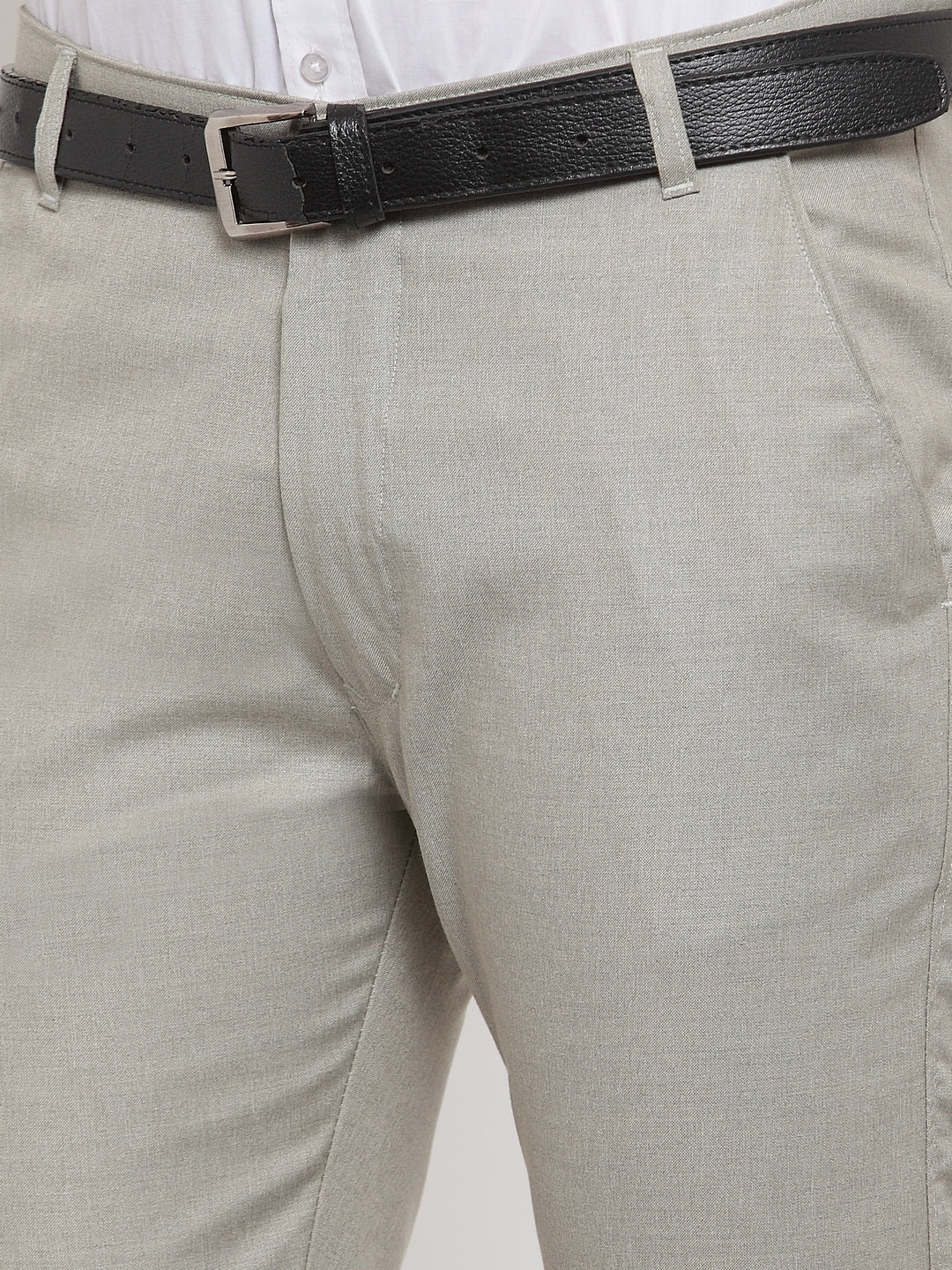 Jainish Men's Grey Cotton Solid Formal Trousers ( FGP 256Light-Grey ) | Swadesiicart