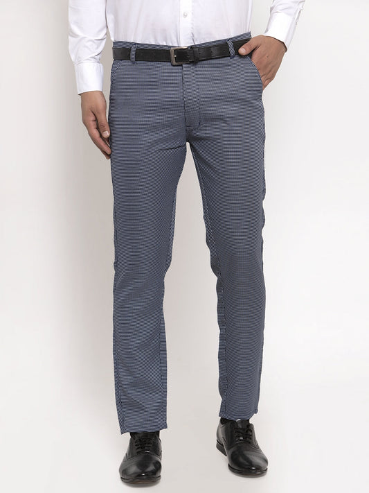 Jainish Men's Navy Cotton Polka Dots Formal Trousers ( GP 257Navy-Blue ) | Swadesiicart