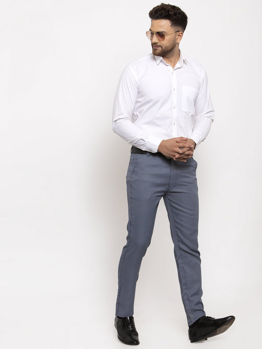 Jainish Men's Navy Cotton Polka Dots Formal Trousers ( GP 257Navy-Blue ) | Swadesiicart