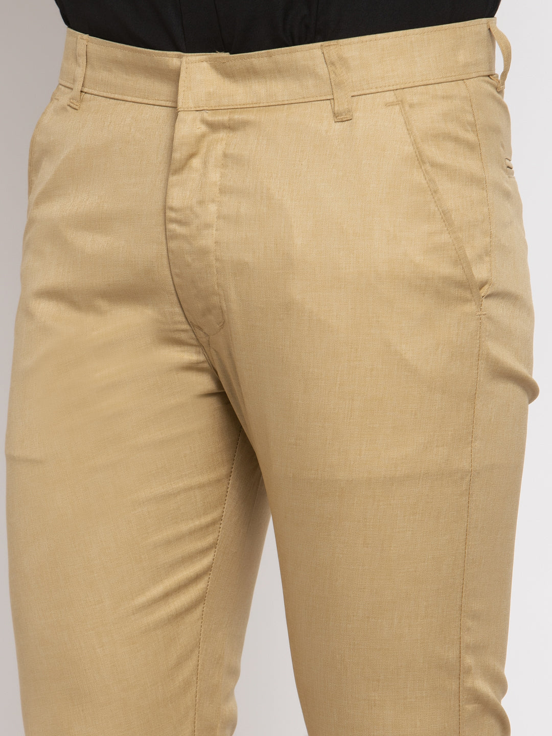 Jainish Men's Beige Cotton Solid Formal Trousers ( FGP 258Beige ) | Swadesiicart