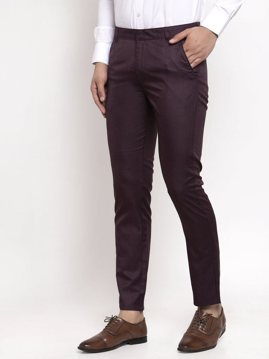 Jainish Men's Purple Cotton Solid Formal Trousers ( FGP 258Purple ) | Swadesiicart