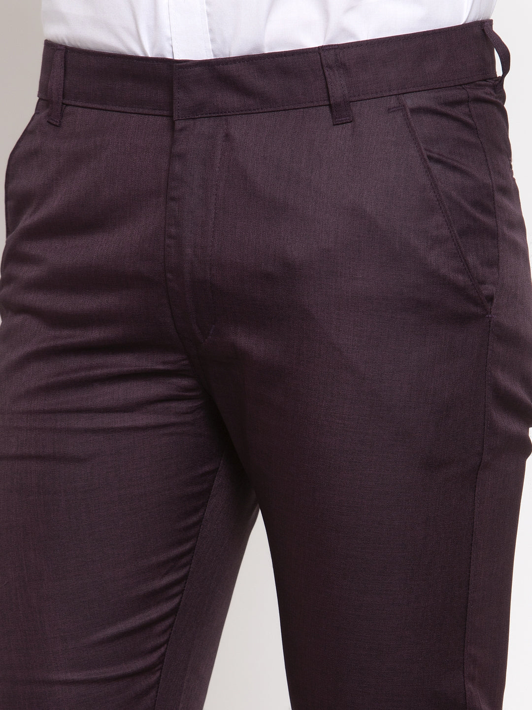 Jainish Men's Purple Cotton Solid Formal Trousers ( FGP 258Purple ) | Swadesiicart