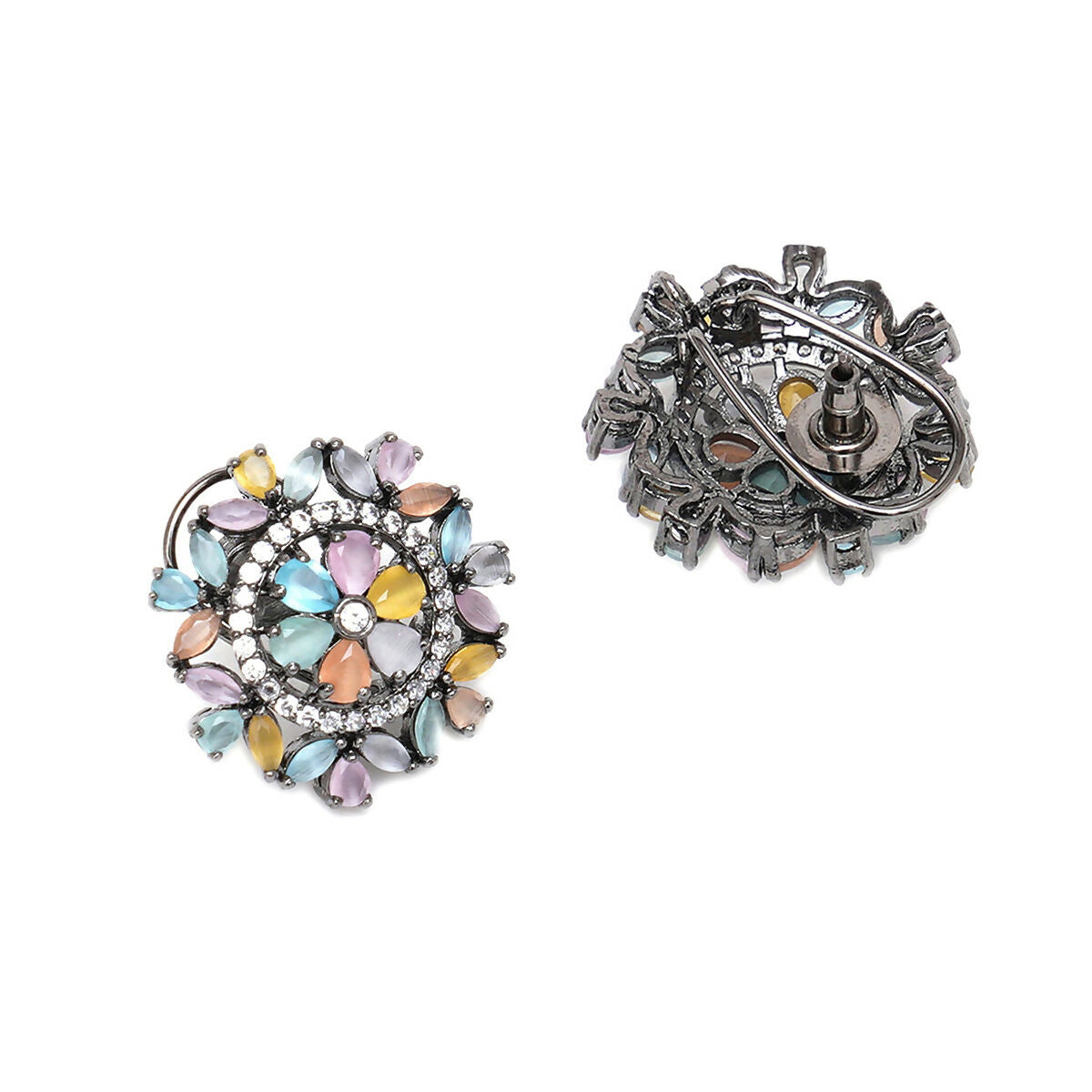 Blush Flower Stone Studs- Ruby Raang | Swadesiicart
