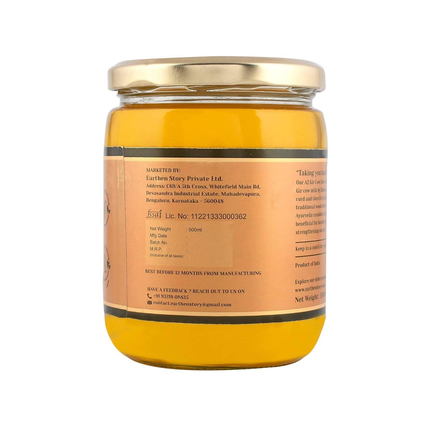 Earthen Story A2 Desi Gir Cow Ghee | Pure A2 Cow Ghee | Natural & Premium Gir Cow Ghee - Swadesiicart