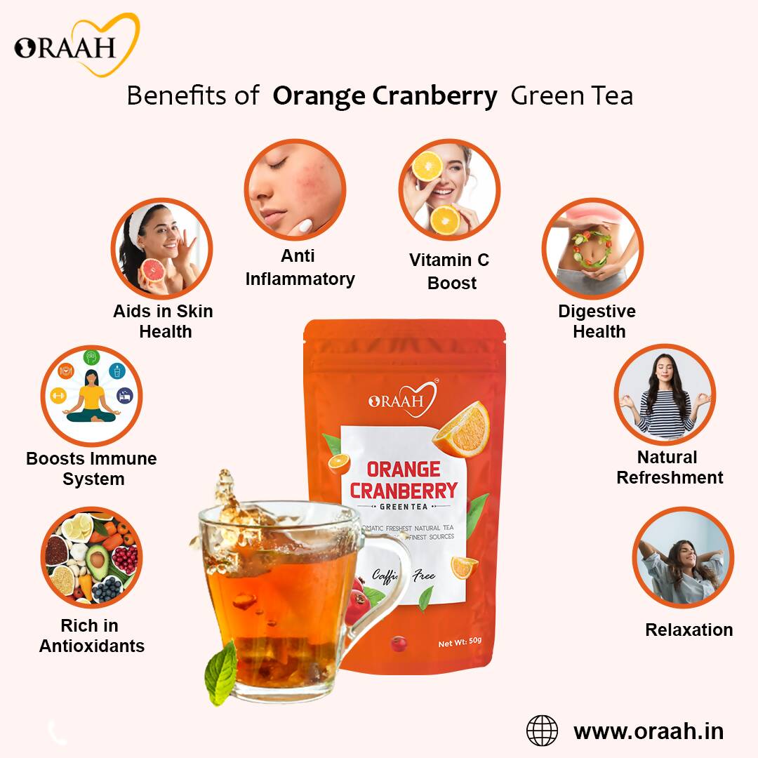 Oraah Cranberry Orange Green Tea - Swadesiicart