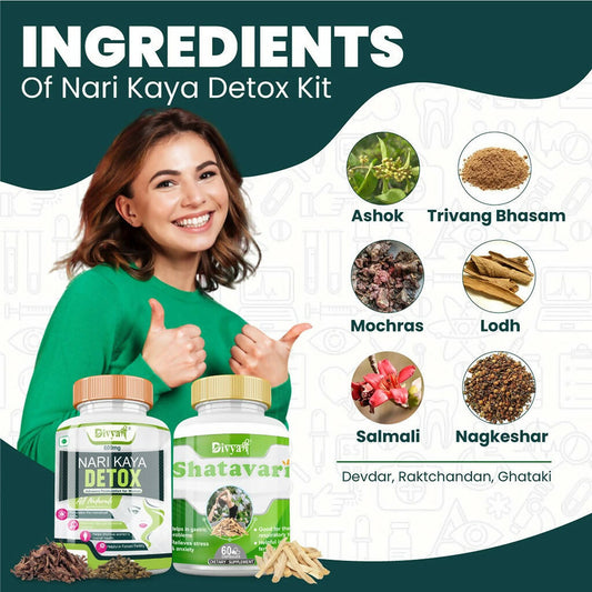 Divya Shree Nari Kaya Detox Capsule and Shatavari Capsule Combo - Swadesiicart