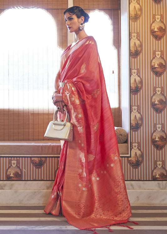 Dior Pink Tussar Banarasi Silk Designer Saree - Emponline | Swadesiicart