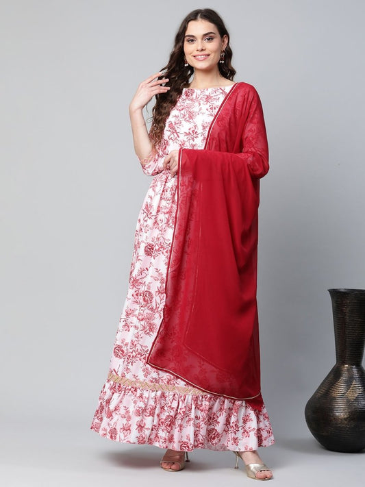 Ahalyaa Women Rayon Pretty Pink Printed Ready to Wear Lehenga Choli with Dupatta | Swadesiicart