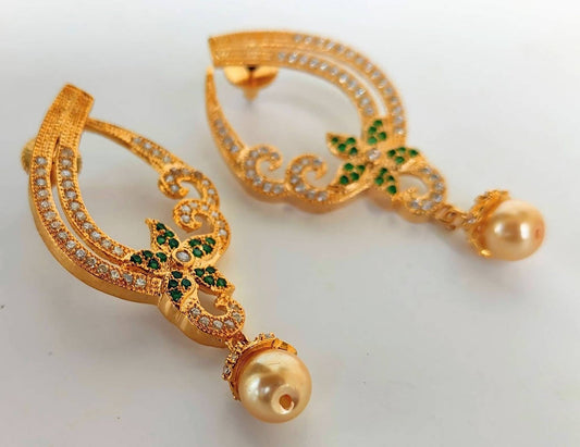 Green CZ Danglers - Swadesiicart