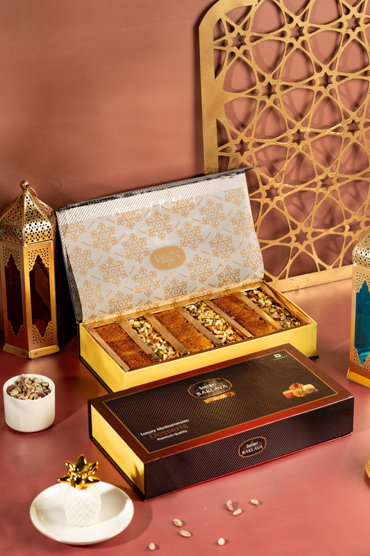 Gourmet Baklava Crescent Gift Box Of Dates Belloria & Tamaria | Swadesiicart