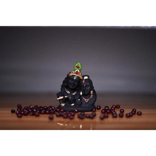 India Ka Bazar Lord Radha Krishna Idol - Gold & Black
