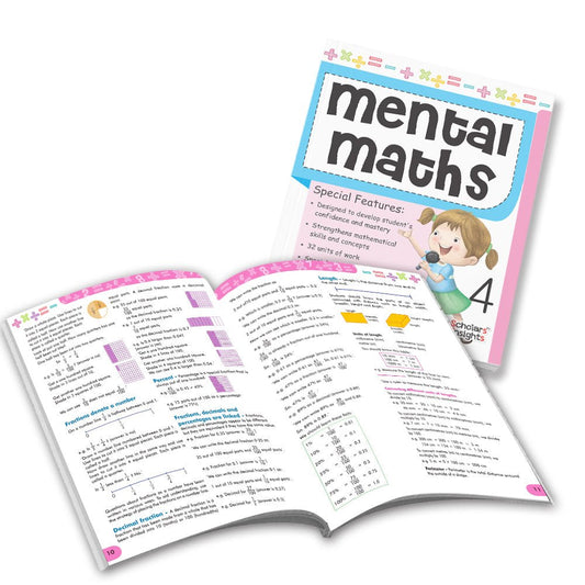 Grade 4 Comprehensive Learning with Mathematics Workbooks Set of 4 Ages 9-10 Years: Gear Up Math, Mental Math, Olympiad, and Challenging Word Problems - Swadesiicart
