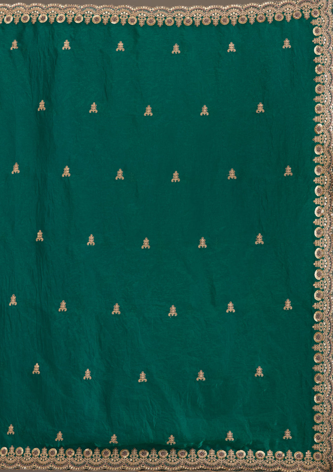 Lorenvalley Fashion Green Fendy Satin with Embroidery Double Sequence Work Saree with Blouse - Swadesiicart