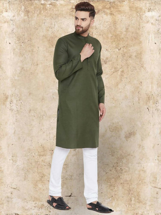 Even Apparels Pure Cotton Green Kurta - Green | Swadesiicart