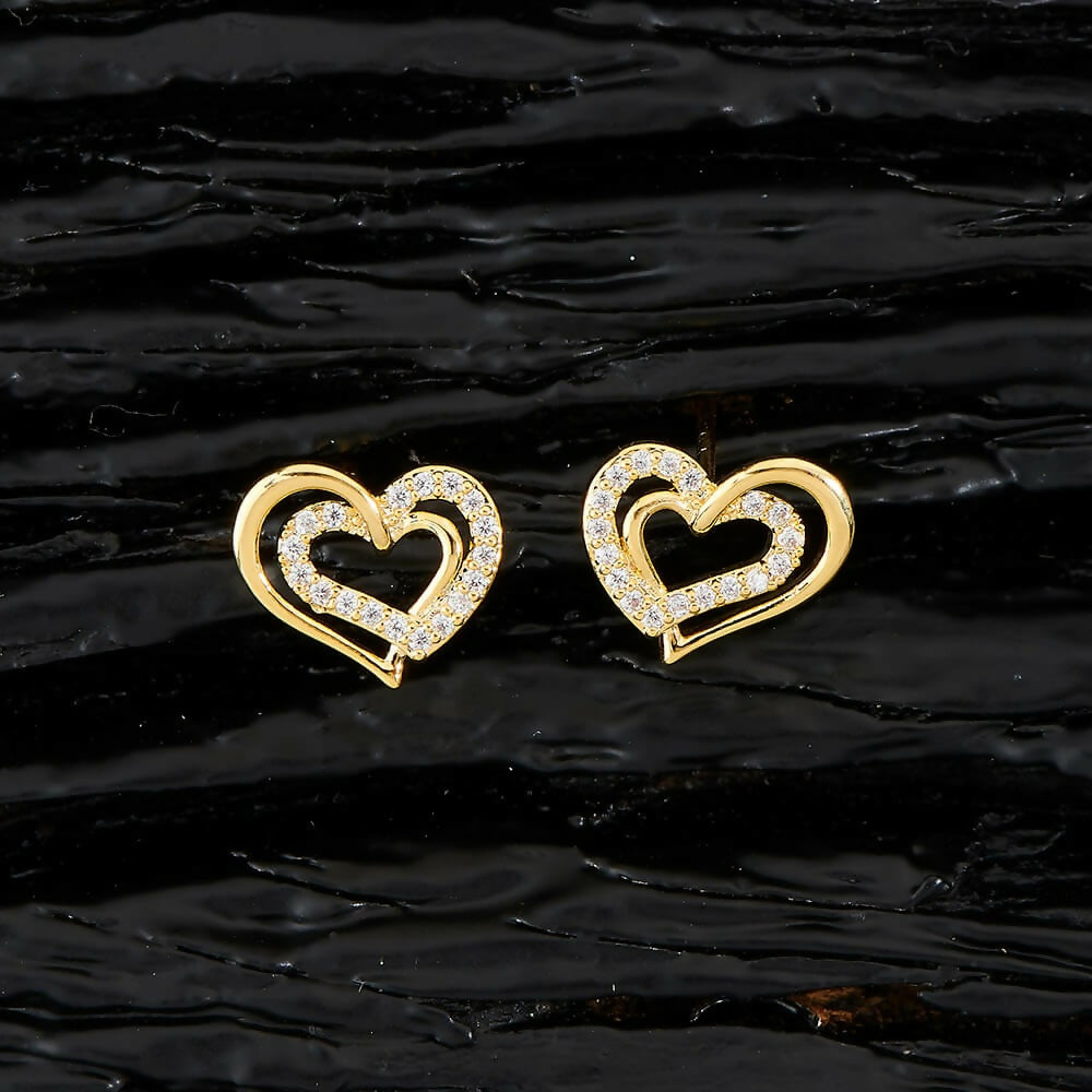 Joban Fashion Women Brass Golden White Ad Earrings - Swadesiicart