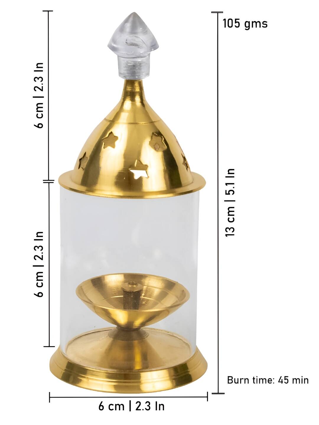 Spillbox Gold-Toned Brass Glass Udupi Diya Pooja Essential | Swadesiicart