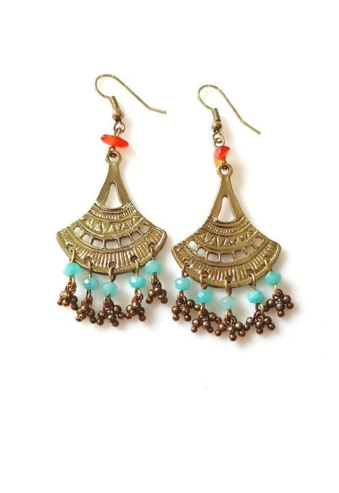 Bling Accessories Antique Brass Finish Brass Metal Earrings | Swadesiicart