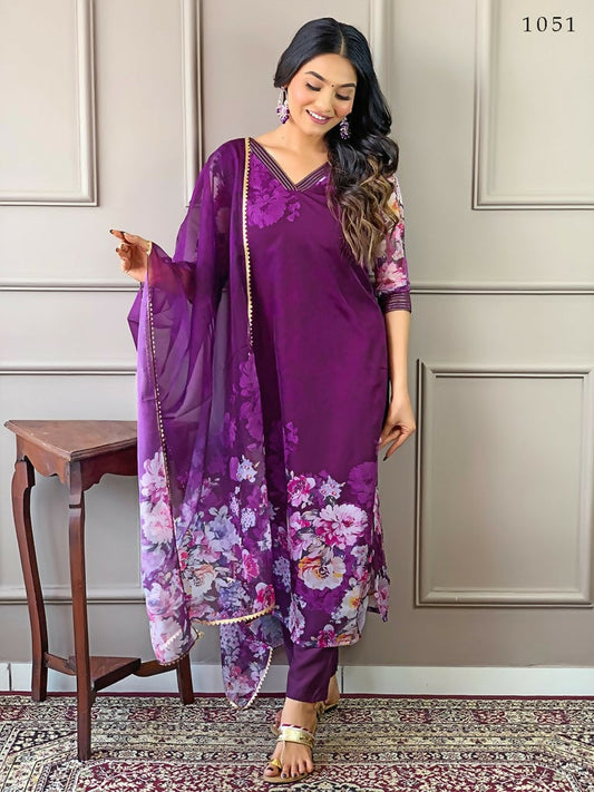 Partywear Designer Tebby Wine Stitched Suit With Dupatta - Tanisha | Swadesiicart