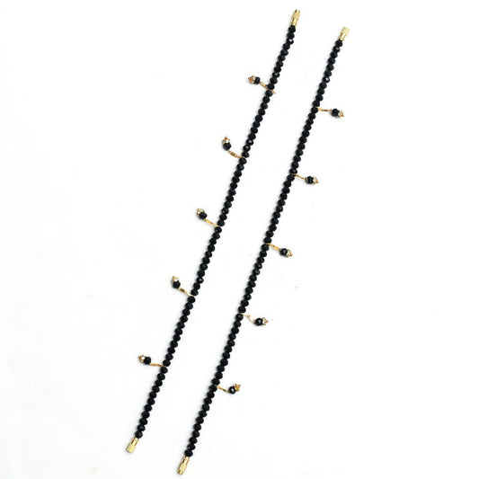 Mominos Fashion Kamal Johar Black Beads Anklets | Swadesiicart