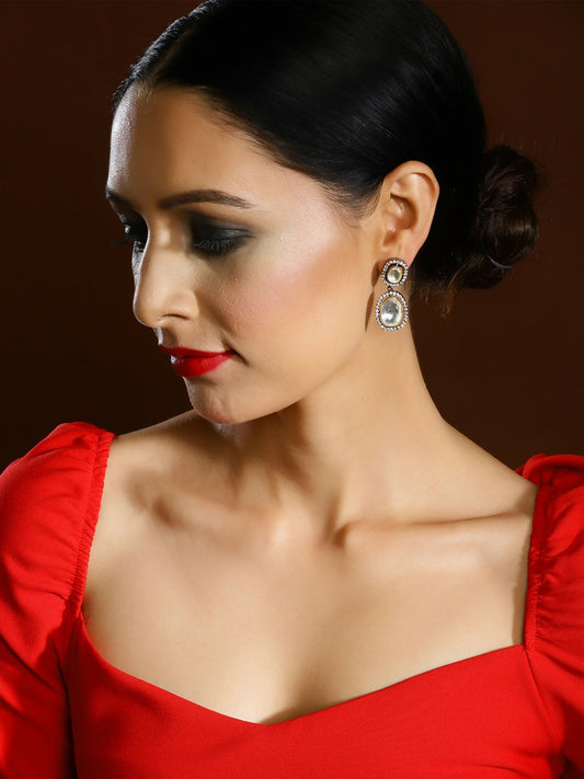 Duet Diamond & Kundan Earrings- Ruby Raang | Swadesiicart