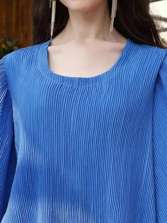Blue Crush Plain Top with Matching Bottom - Eesha - Swadesiicart