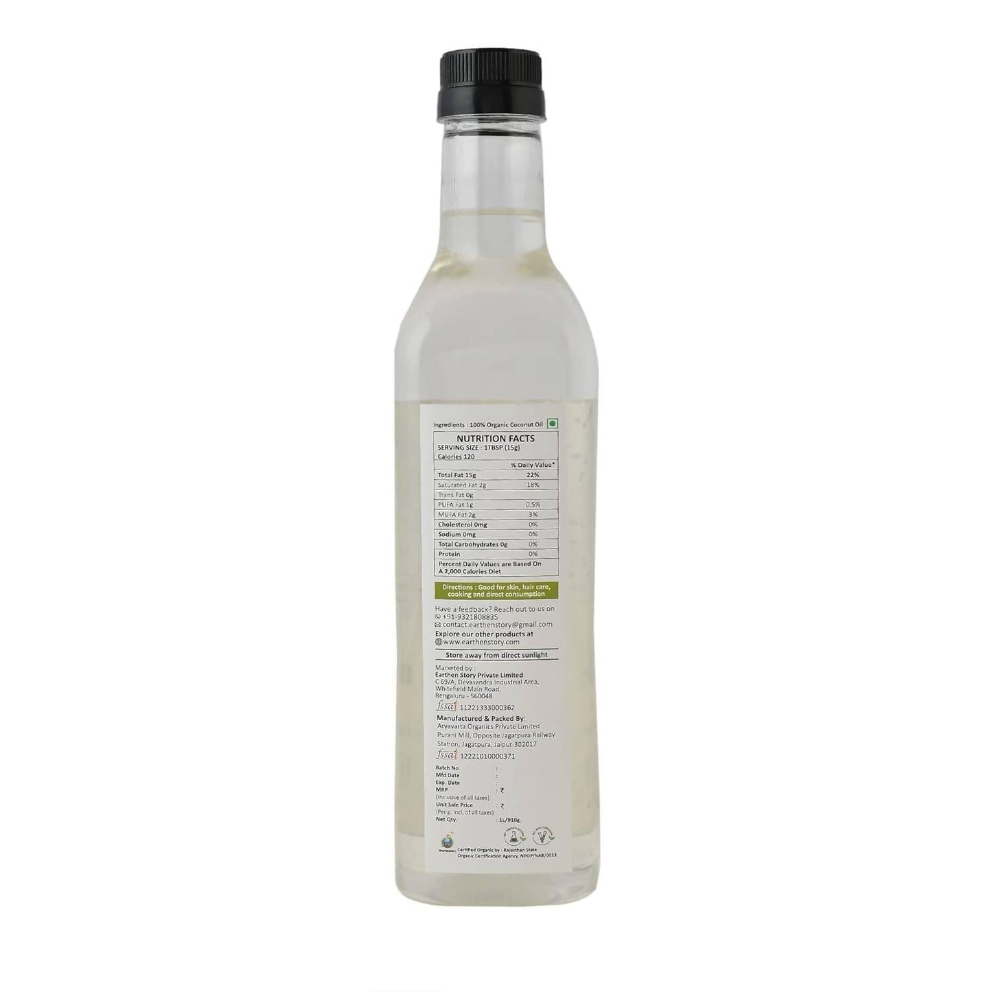Earthen Story Certified Organic coconut oil - Swadesiicart
