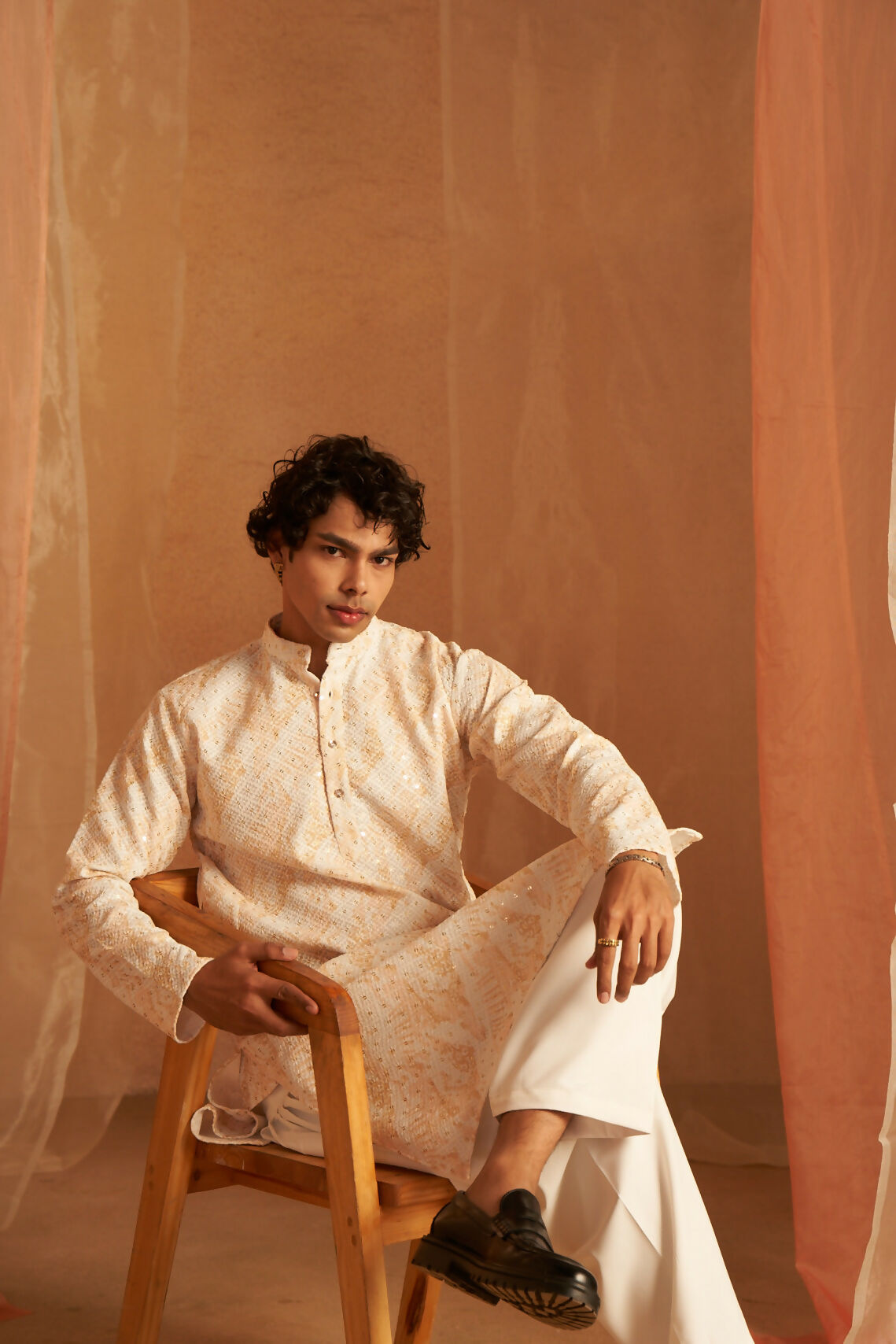 Yellow Viscose Chikankari Embroidery Work Men's Kurta Set - Mahotsav | Swadesiicart