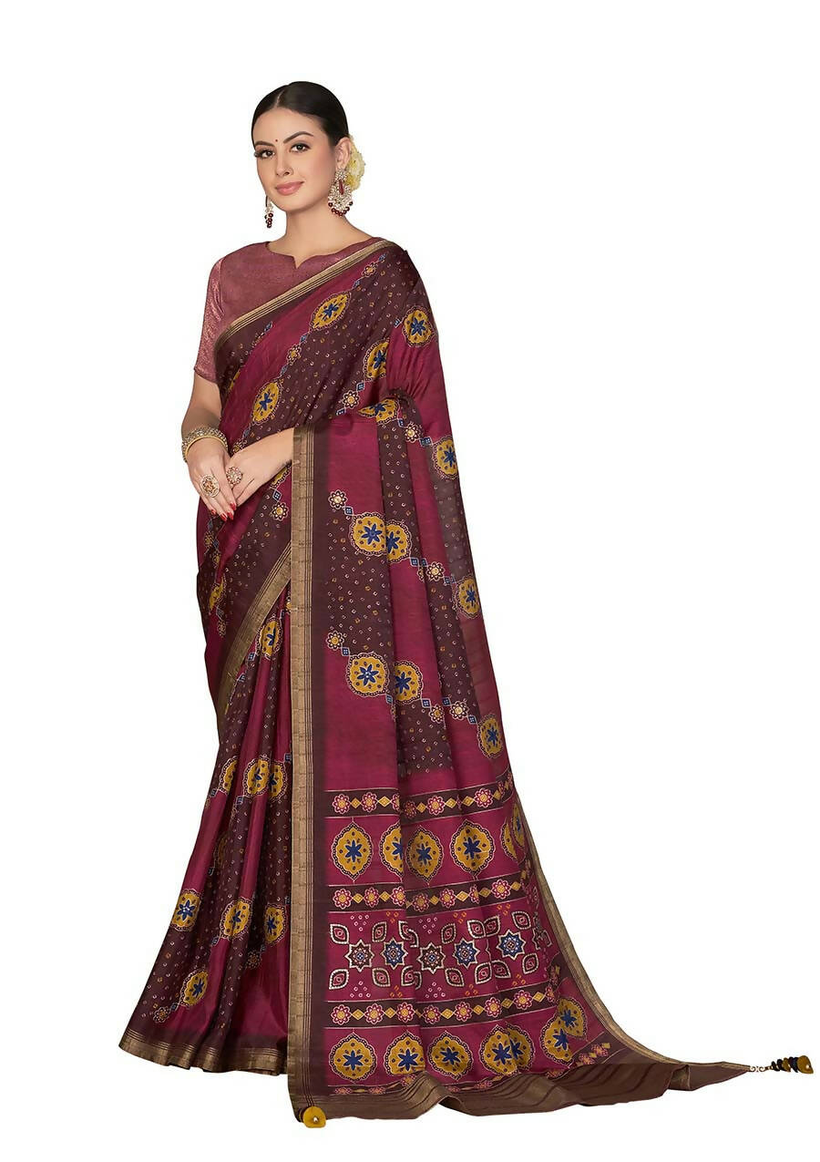 Maroon Rangkat Tussar Silk Woven Design Saree with Unstitched Blouse - Mohmanthan Eshani | Swadesiicart