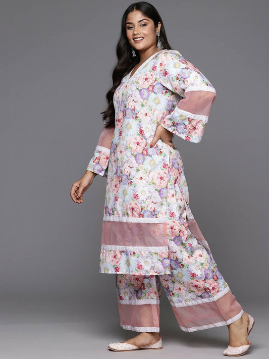 Ahalyaa Women's Traditional wear Kurta Set - Lavender | Swadesiicart