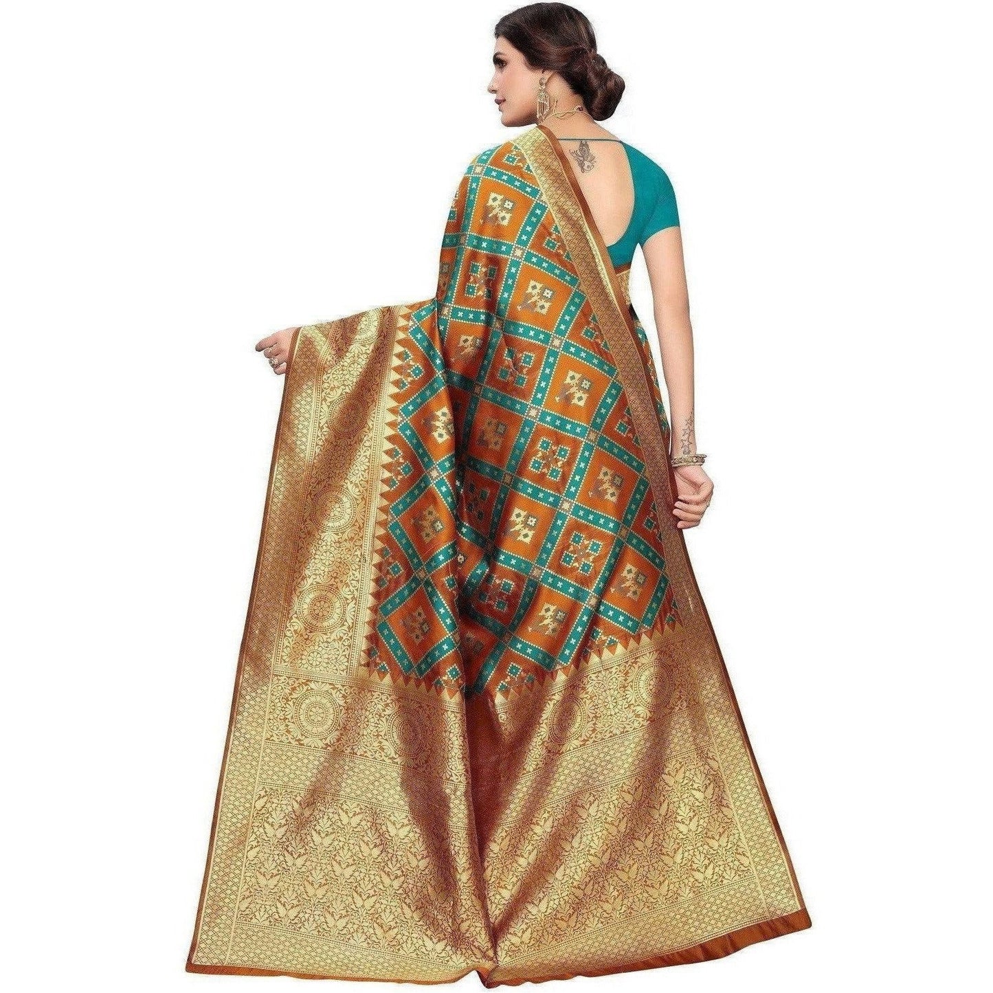 Vamika Banarasi Jaquard Mustard Weaving Saree (Banarasi 19) | Swadesiicart