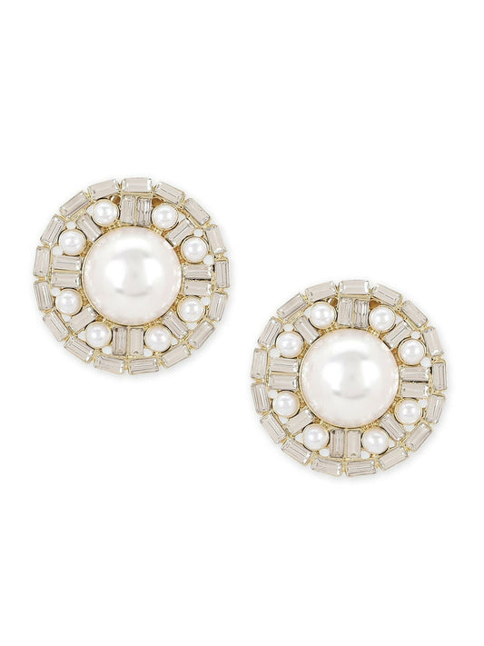 Round Pearl Earrings- Ruby Raang | Swadesiicart