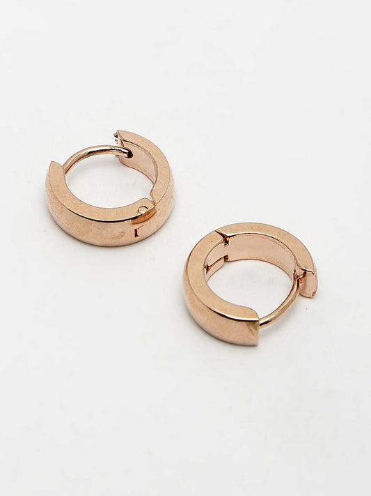 NVR Men's Rose Gold Stainless Steel Hoop Earrings - Swadesiicart