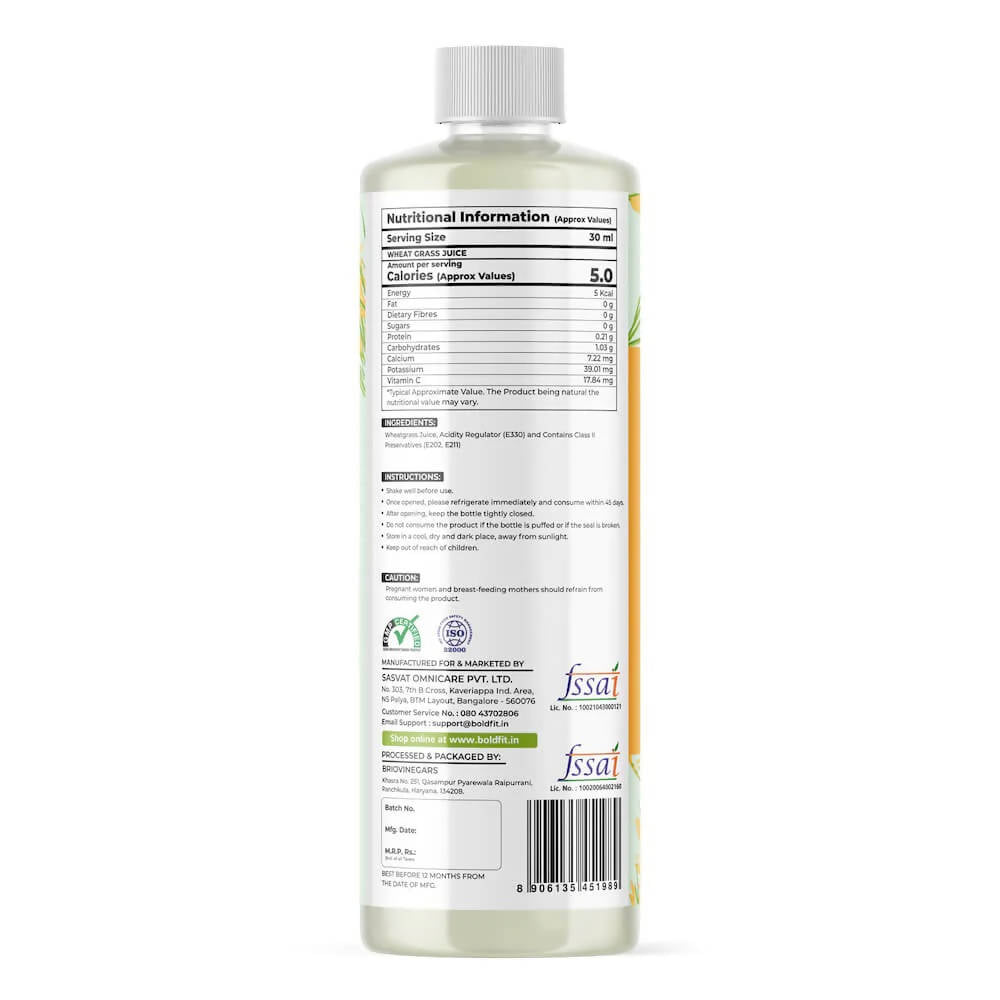 Boldveda Cold Pressed Wheatgrass Juice | Swadesiicart
