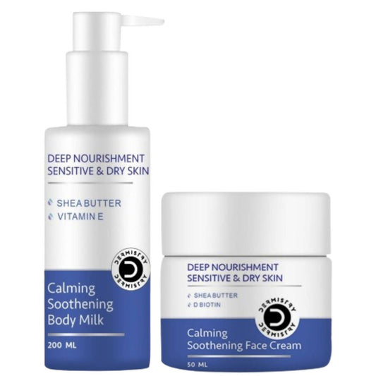 Dermistry Sensitive & Dry Skin Calming Body Milk Lotion & Calming Soothening Face Cream - Swadesiicart