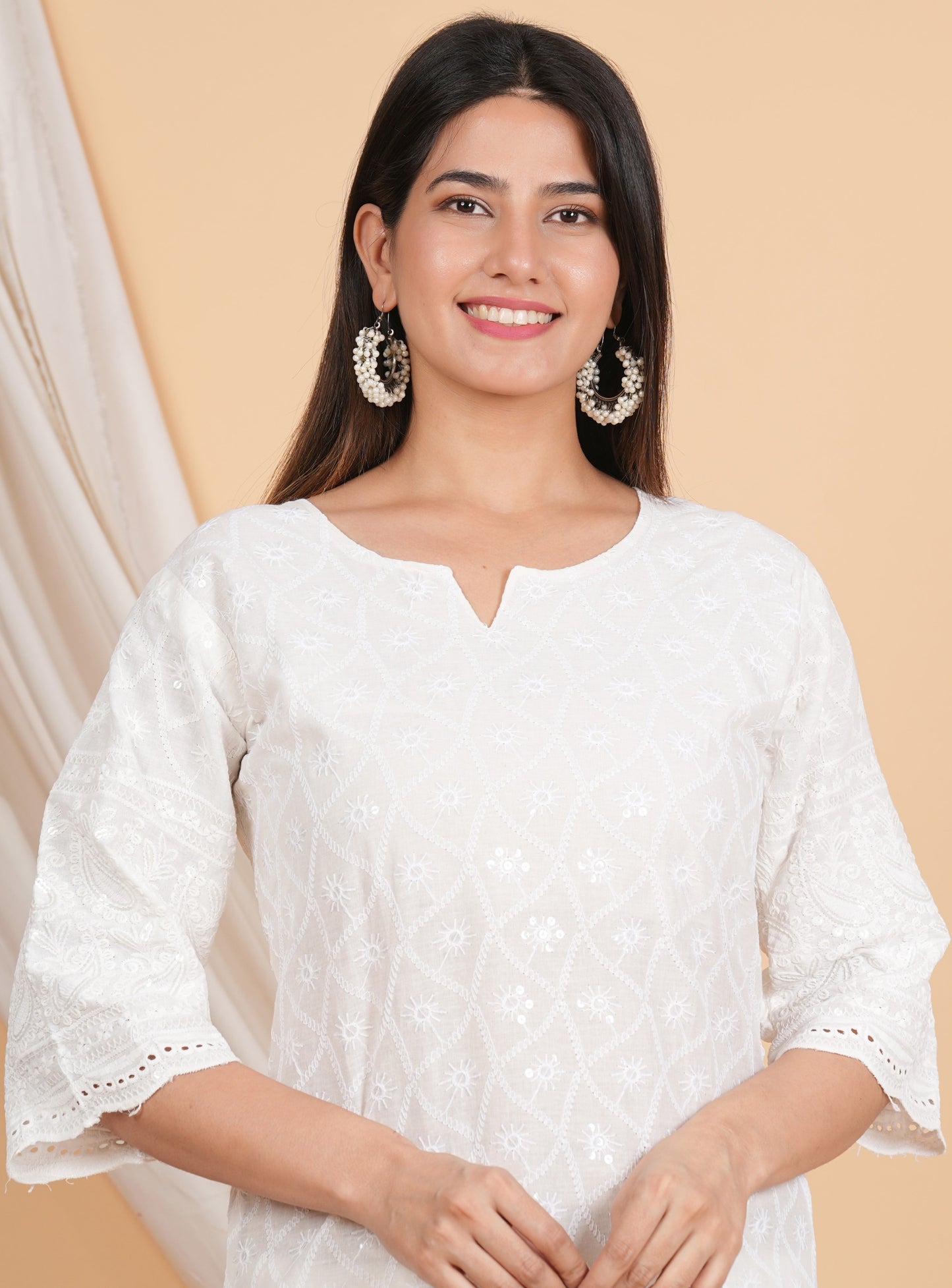 House of RP Women Off-White Cotton Chicken Embroidered Kurta & Pant Set | Swadesiicart