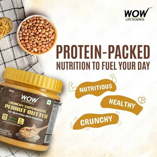 Wow Life Science Crunchy Superseeds Peanut Butter - Swadesiicart