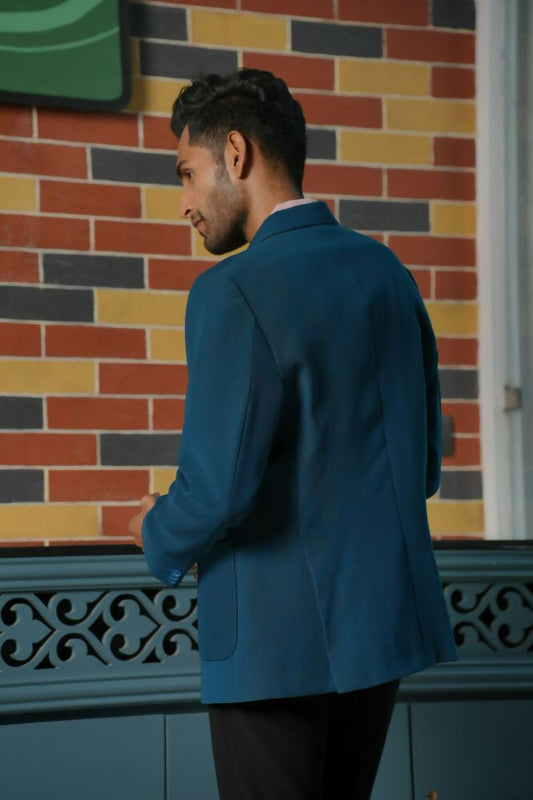 Teal Blue Smart-Casual Co-Ord Set by Hilo Design - Swadesiicart