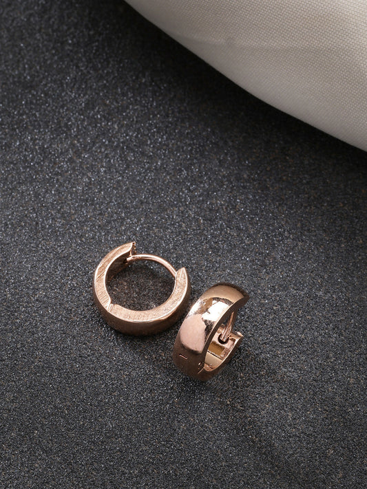 NVR Men's Rose Gold Stainless Steel Hoop Earrings - NR Retail-NVR