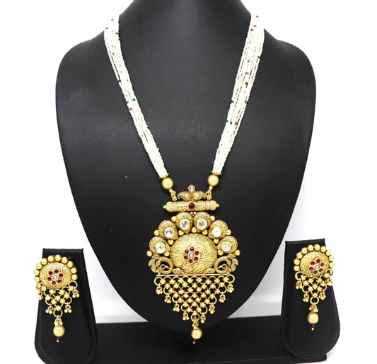 Joban Fashion White With Rajwadi Polish Necklace Set | Swadesiicart