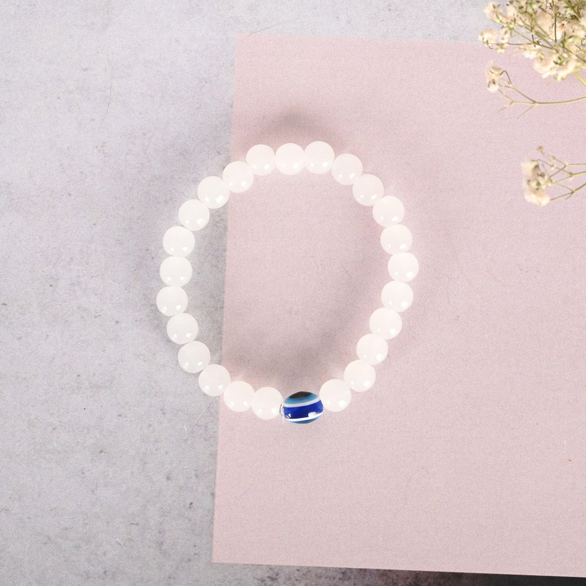 NVR Men & Women Evil Eye Crystal Elasticated Bracelet