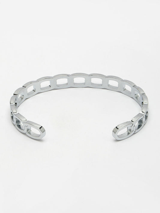 NVR Men's Silver-Plated Metal Cuff Bracelet